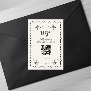Gekke Franse bruiloft QR-code RSVP-kaart RSVP Kaartje