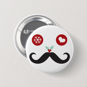 Gekke Fun Cute Mustache Holiday Button