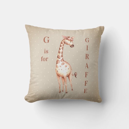 Gekke G is voor GIRAFFE Stippen Kussen (Voorkant)
