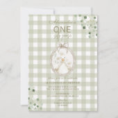 Gekke Gans 1e Verjaardag Green Gingham Kaart (Voorkant)