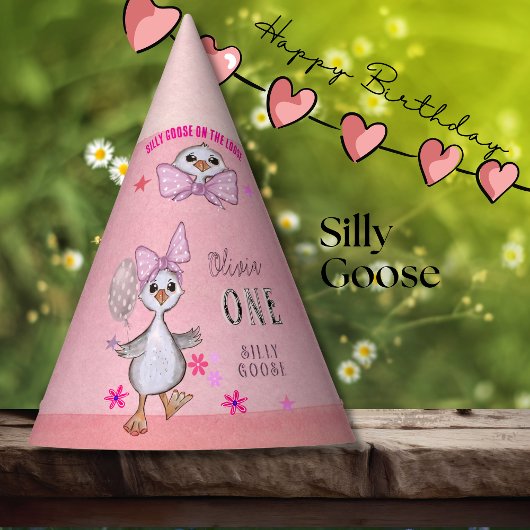 Gekke Gans 1e Verjaardag Roze Bow Feesthoedjes