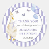 Gekke Gans 1e Verjaardagsfeest Ronde Sticker (Voorkant)