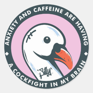 Gekke gans | Angst en Cafeïne Ronde Sticker