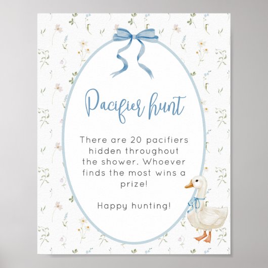 Gekke Gans Bloemen Fopspeen Hunt Boy Baby shower Poster (Voorkant)