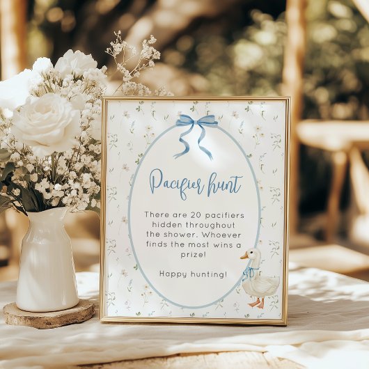 Gekke Gans Bloemen Fopspeen Hunt Boy Baby shower Poster