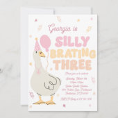 Gekke Gans Gekke-Brating Drie Verjaardagsfeest Kaart (Voorkant)
