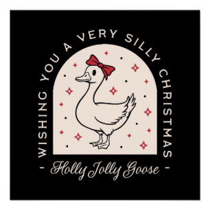 Gekke gans Grappig boerderij Dier Kerst Zwart Perfect Poster
