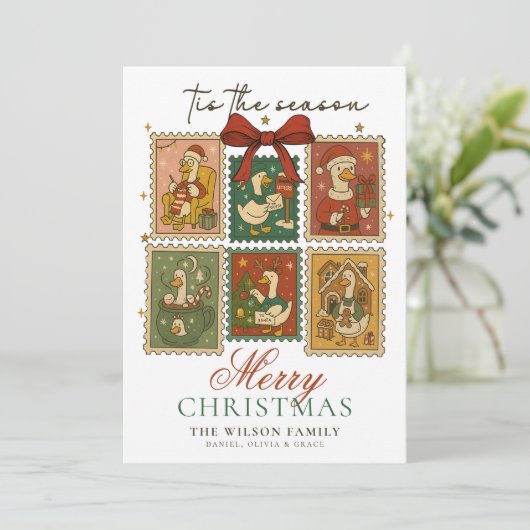 Gekke Gans Grappig Vrolijk Kerstfeest Feestdagenkaart (Staand voorkant)