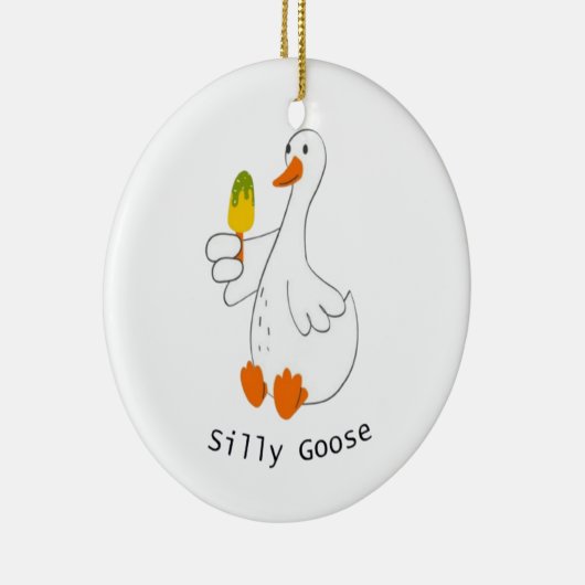 Gekke gans, grappige gans, ganzenliefhebber keramisch ornament (Rechts)