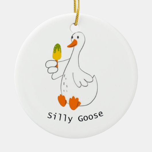 Gekke gans, grappige gans, ganzenliefhebber keramisch ornament (Voorkant)