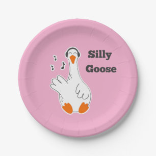 Gekke gans, grappige gans, ganzenliefhebber papieren bordje