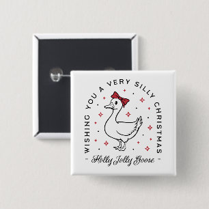 Gekke gans kerstwensen preppy coquette vierkante button 5,1 cm