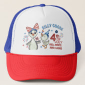 Gekke Gans Mama & Baby Rood, Wit & Blauw Trucker Pet (Voorkant)