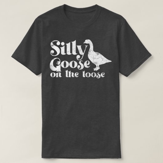 Gekke gans op de dunne  witte tekst t-shirt (Design voorkant)