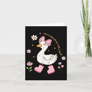 Gekke gans op de losse coquette boog roze meisje k kaart