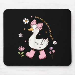 Gekke gans op de losse coquette boog roze meisje k muismat