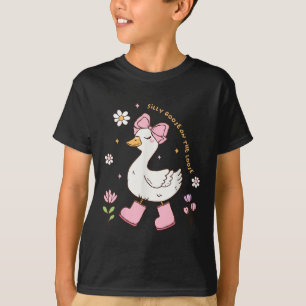 Gekke gans op de losse coquette boog roze meisje k t-shirt