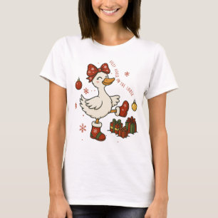 Gekke gans op de losse kerst t-shirt