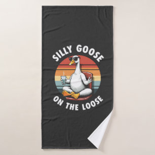 Gekke gans op de losse meditatie yoga retro badhanddoek