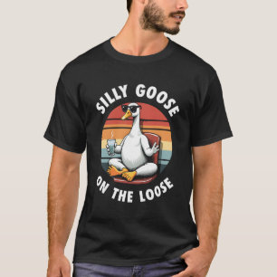 Gekke gans op de losse meditatie yoga retro t-shirt