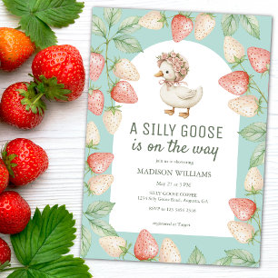 Gekke gans op de weg Strawberry Mint Baby shower Kaart
