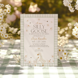 Gekke gans op het losse Baby shower Sage Gingham Kaart