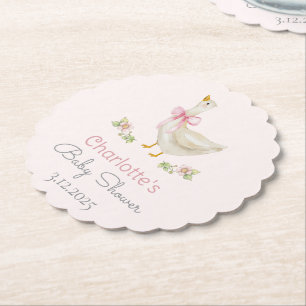 Gekke Gans op het losse Pink Bow Baby shower Kartonnen Onderzetters