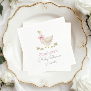 Gekke Gans op het losse Pink Bow Baby shower Servet