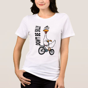 Gekke Gans Rijden op een Fiets - Funny Cartoon Ani Tri-Blend Shirt