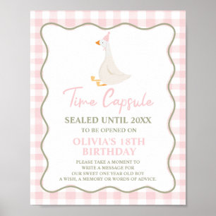 Gekke Gans Roze 1e Verjaardag Tijd Capsule Poster