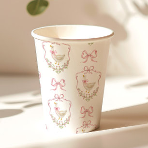 Gekke Gans Roze Bow Crest  baby shower Papieren Bekers