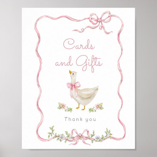 Gekke Gans Roze strik Kaarten en geschenken Poster (Voorkant)