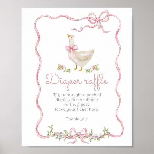 Gekke Gans roze strik Luier Raffle Poster (Voorkant)