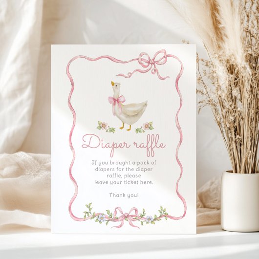 Gekke Gans roze strik Luier Raffle Poster