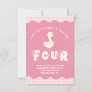 Gekke gans vierde verjaardag kaart