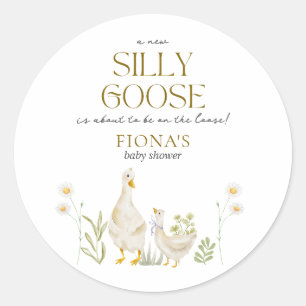 Gekke Gans Waterverf Genderneutraal Baby shower Ronde Sticker