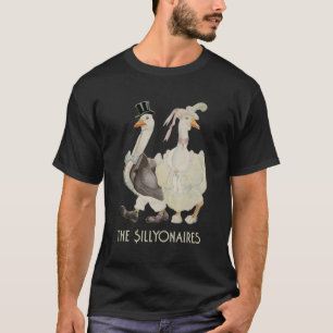 Gekke geantropomorfiseerde ganzentekening t-shirt