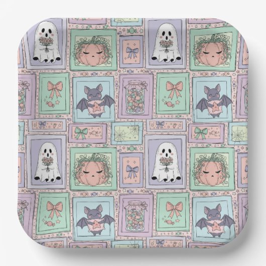 Gekke geesten in pasteldromen papieren bordje (Voorkant)