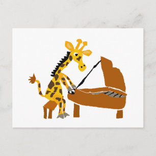 Gekke Giraffe die de piano speelt Briefkaart