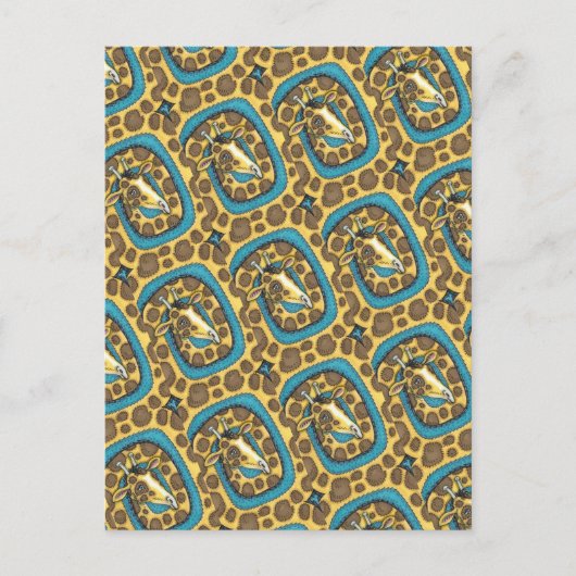 GEKKE GIRAFFE LONG NECK EN SPOTS, FUNNY FOLK ART BRIEFKAART (Voorkant)