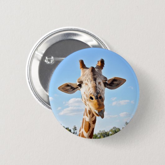 Gekke Giraffe Ronde Button 5,7 Cm (Voorkant /achterkant)
