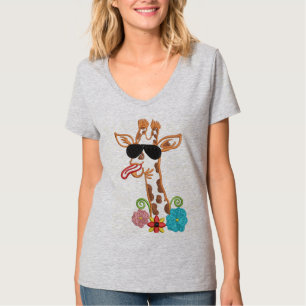 Gekke Giraffe zonnebril Funny Face Sarcastic T-shirt