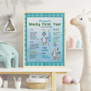 Gekke Go Eerste Jaar Boy's Birthday Milestone Boar Perfect Poster