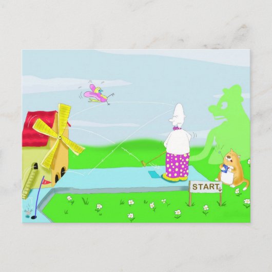 gekke golfkaart briefkaart (Voorkant)