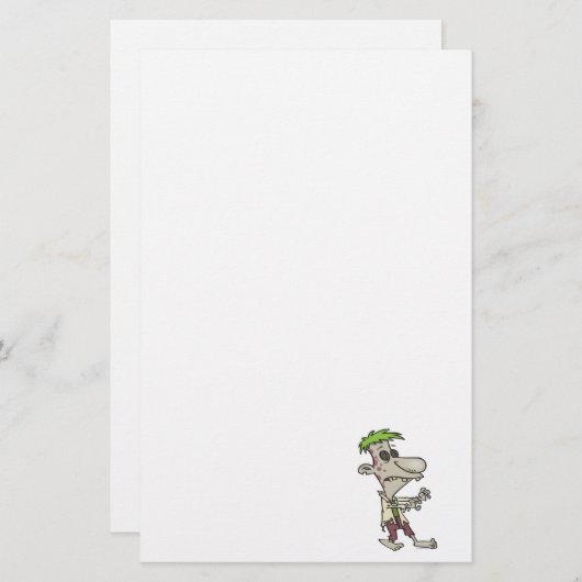 gekke goofy zombie cartoon briefpapier (Voorkant / Achterkant)