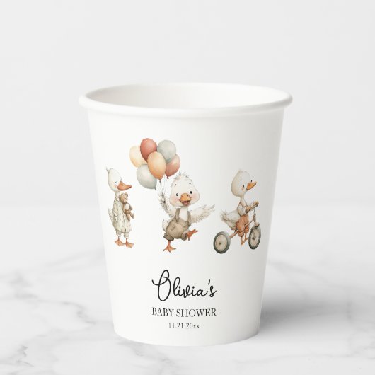 Gekke Goose Baby shower gepersonaliseerde papieren Papieren Bekers (Voorkant)