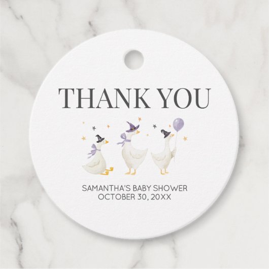Gekke Goose Baby shower Ronde Bedankjes Labels (Voorkant)