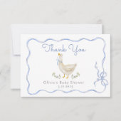 Gekke Goose Blue Bow Baby shower Bedankkaart (Voorkant)