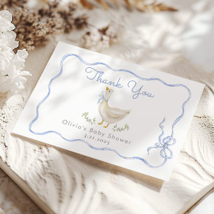 Gekke Goose Blue Bow Baby shower Bedankkaart