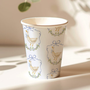 Gekke Goose Blue Bow Crest baby shower Papieren Bekers